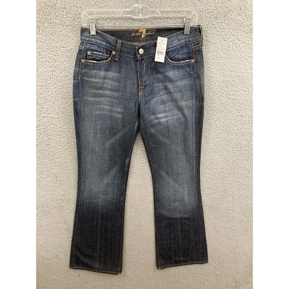 7 For All Mankind Jeans Womens 28 Blue Denim Flare Low Rise Y2K 30x32.5 USA Made